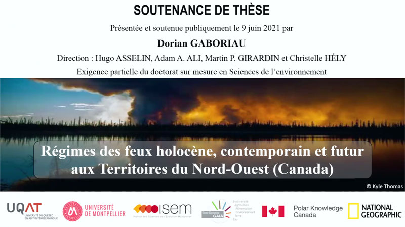 Régimes des feux holocène, contemporain et futur aux Territoires du Nord-Ouest (Canada)